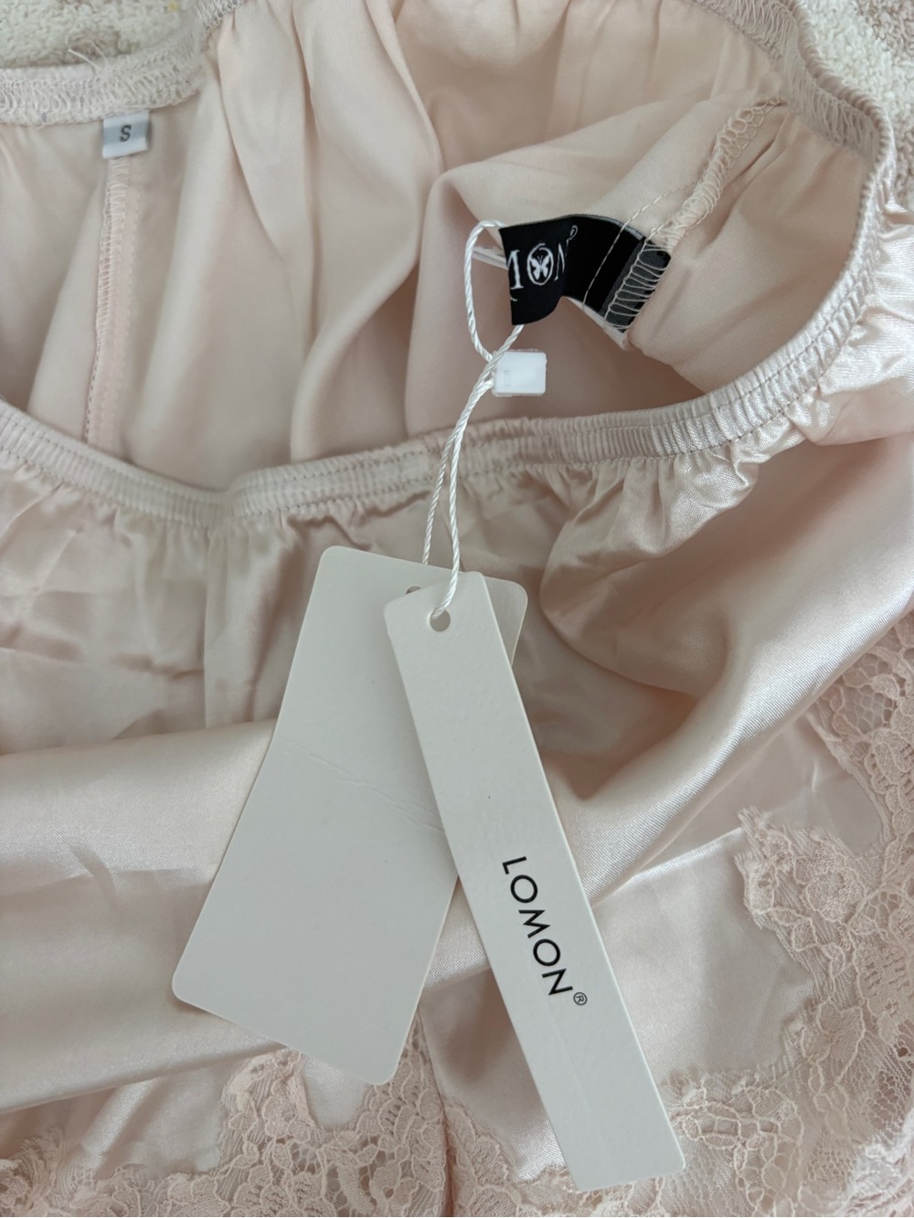 Silky Lace-Trim  Shorts - Blush - Picture 3 of 4